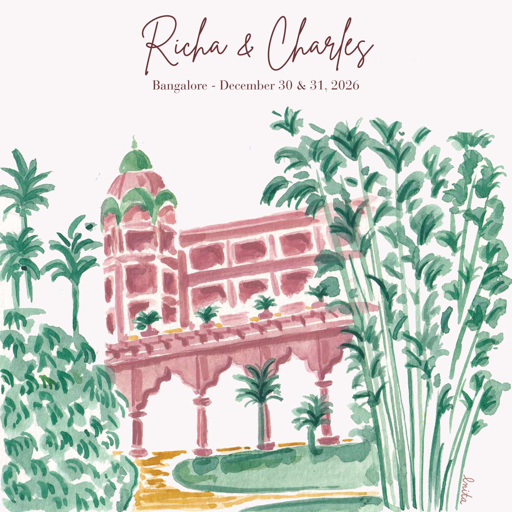 Faire-part Richa & Charles — palais de Bangalore