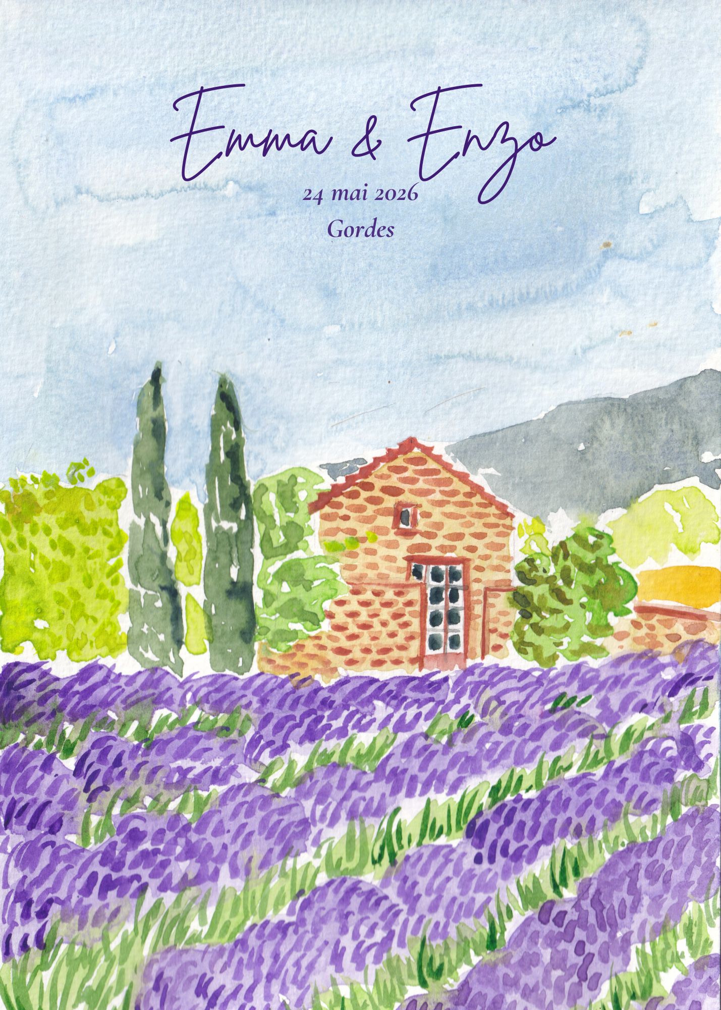 Faire-part de mariage aquarelle sur mesure